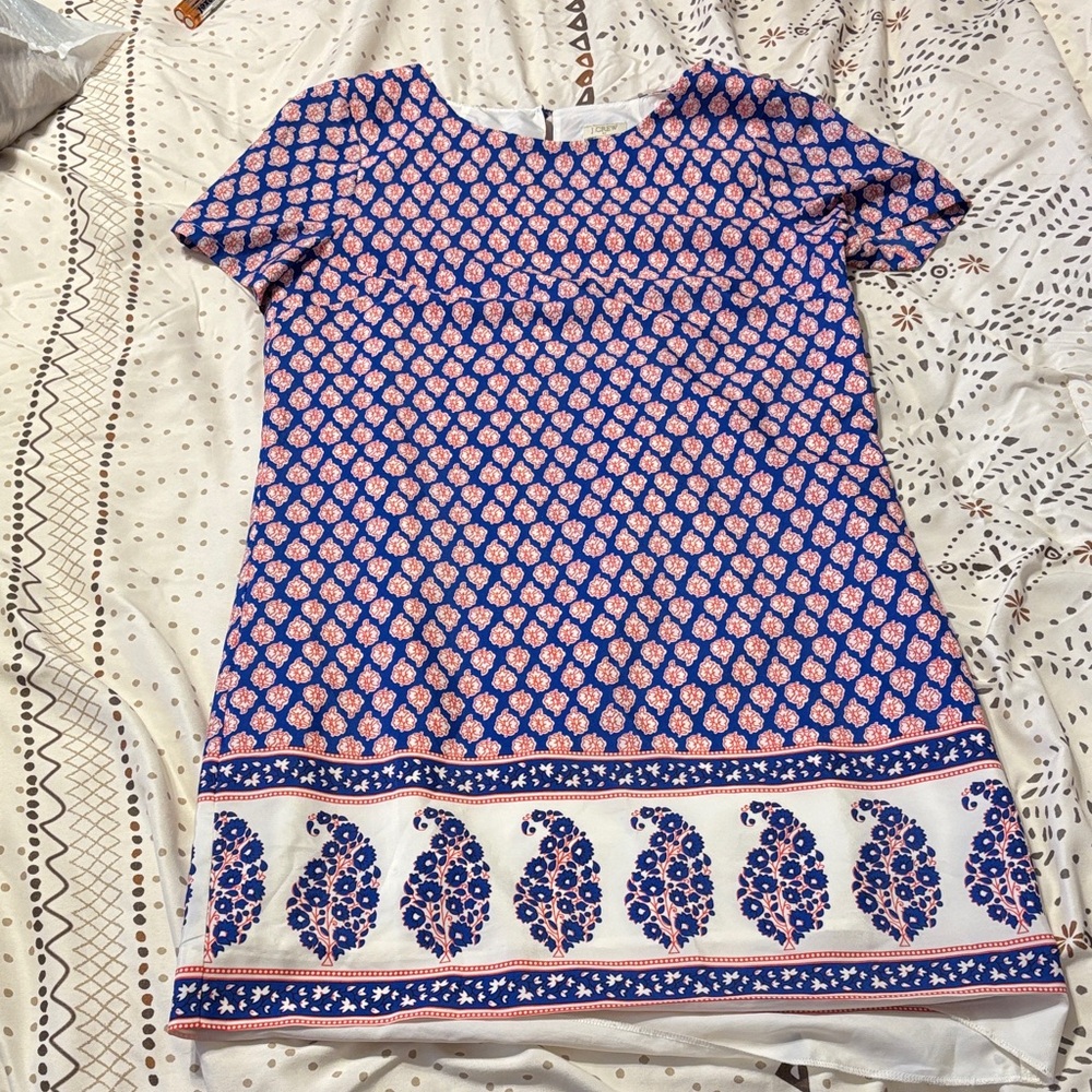 J. Crew Blue and Pink Mini Dress